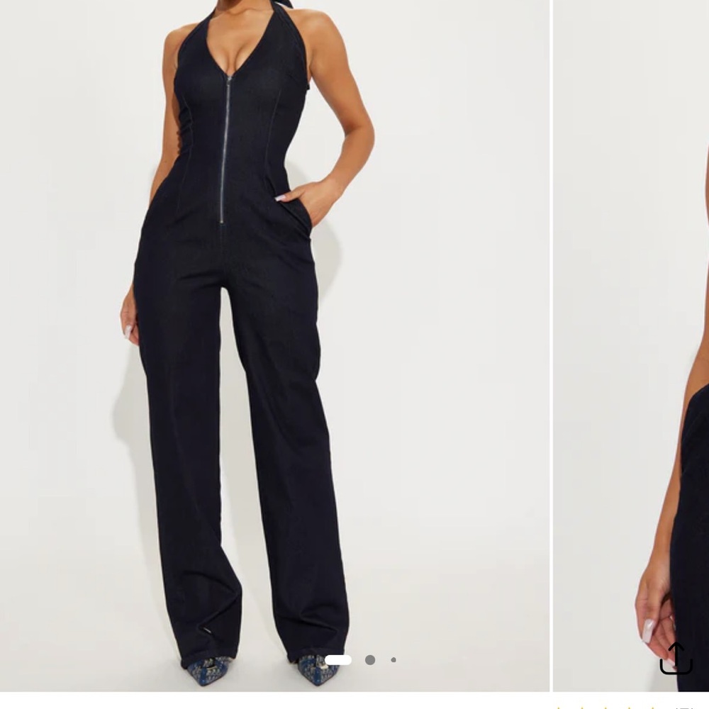 Elegant dark denim Halter Jumpsuit